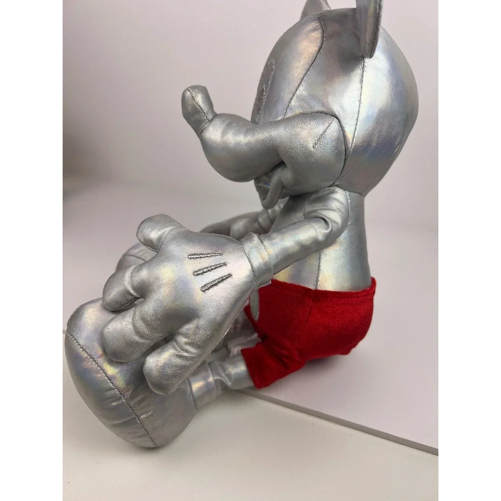 Disney 100th Anniversary Mickey Mouse‎ Plush Toy Silver Red Shorts Holographic
